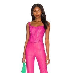 NWT Bardot faux leather corset bustier hot pink top